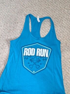 Blue 'Rod Run' Graphic Racerback Tank